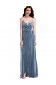 Affordable Sleeveless Sweetheart Stretch Velvet Dusty Blue Long Prom Dress Canada