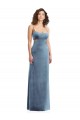 Affordable Sleeveless Square Neck Stretch Velvet Dusty Blue Long Prom Dress Canada