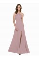 Affordable Sleeveless High Neck Stretch Crepe Dusty Pink A-Line Long Prom Dress Canada