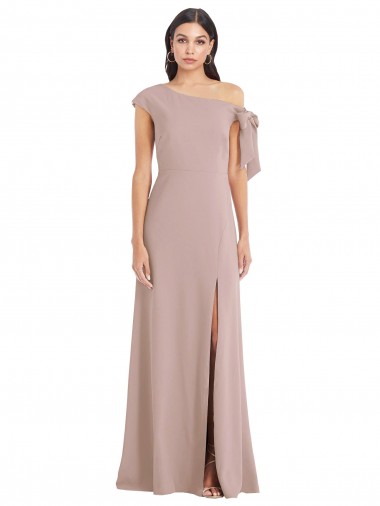 Affordable Sleeveless Off the Shoulder Stretch Crepe Dusty Pink Long Prom Evening Dress Canada