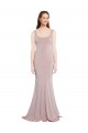 Affordable Cap Sleeves Scoop Neck Stretch Crepe Dusty Pink Long Prom Dress Canada