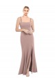 Affordable Sleeveless High Neck Stretch Crepe Dusty Pink Long Prom Dress Canada