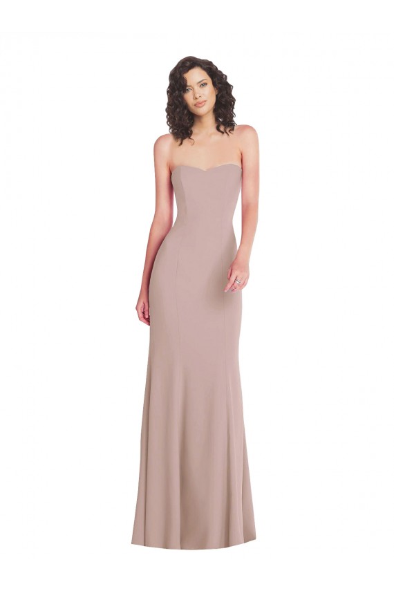 Affordable Sleeveless Strapless Stretch Crepe Dusty Pink Long Prom Dress Canada