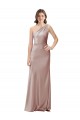 Affordable Sleeveless One Shoulder Stretch Satin Dusty Pink Long Prom Dress Canada