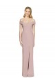 Affordable Sleeveless Off the Shoulder Stretch Crepe Dusty Pink Long Prom Dress Canada