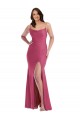 Affordable Sleeveless Cowl Neck Silky Satin Fuchsia Long Plus Size Formal Prom Dress Canada