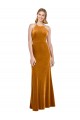 Affordable Sleeveless High Neck Stretch Velvet Gold Long Prom Dress Canada