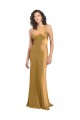 Affordable Sleeveless One Shoulder Stretch Satin Gold Long Prom Dress Canada