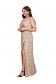 Affordable Sleeveless V-Neck Sequin Gold Long Black Tie Plus Size Prom Dress Canada
