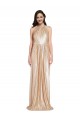 Affordable Sleeveless High Neck Sequin Gold Long Prom Dress Canada