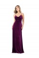 Affordable Sleeveless V-Neck Stretch Velvet Grape Long Prom Dress Canada