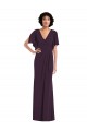 Affordable Split Sleeves V-Neck Spandex Grape Long Prom Dress Canada