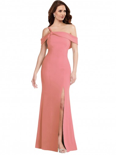 Affordable Sleeveless One Shoulder Stretch Crepe Hot Pink Long Prom Dress Canada