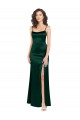Affordable Sleeveless Scoop Neck Stretch Satin Hunter Long Prom Dress Canada