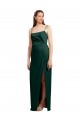 Affordable Sleeveless Square Neck Stretch Satin Hunter Long Prom Dress Canada