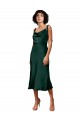 Affordable Sleeveless Cowl Neck Stretch Satin Hunter Midi Length Black Tie Prom Dress Canada