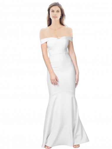 Affordable Sleeveless Off the Shoulder Stretch Crepe Ivory Long Prom Dress Canada
