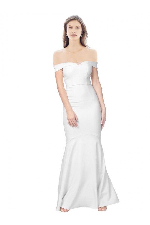 Affordable Sleeveless Off the Shoulder Stretch Crepe Ivory Long Prom Dress Canada
