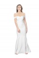 Affordable Sleeveless Off the Shoulder Stretch Crepe Ivory Long Prom Dress Canada