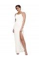 Affordable Sleeveless High Neck Stretch Satin Ivory Long Prom Dress Canada