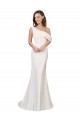 Affordable Sleeveless One Shoulder Stretch Crepe Ivory Sweep Train Prom Dress Canada