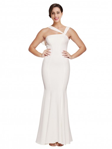 Affordable Sleeveless Square Neck Stretch Crepe Ivory Long Prom Dress Canada