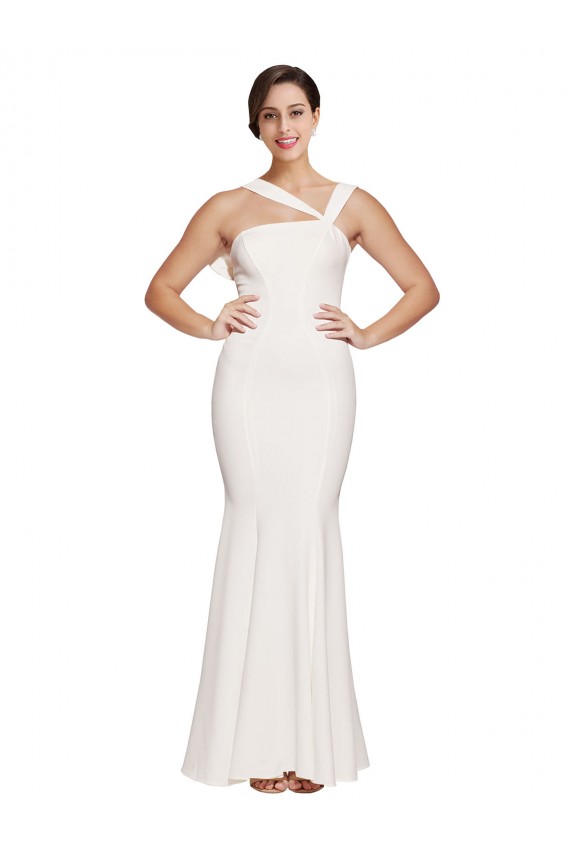 Affordable Sleeveless Square Neck Stretch Crepe Ivory Long Prom Dress Canada