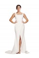 Affordable Sleeveless Square Neck Stretch Crepe Ivory Sweep Train Prom Dress Canada