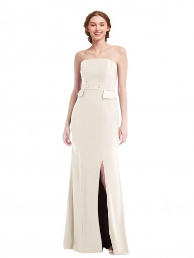Affordable Sleeveless Strapless Stretch Crepe Ivory Long Prom Dress Canada