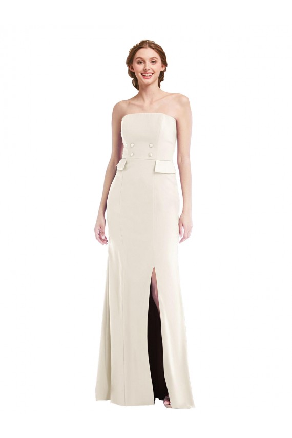 Affordable Sleeveless Strapless Stretch Crepe Ivory Long Prom Dress Canada