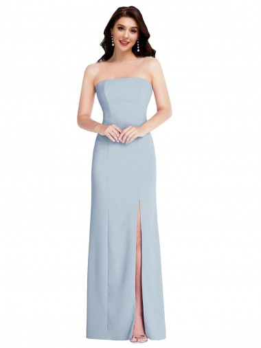 Affordable Sleeveless Strapless Stretch Crepe Light Sky Blue Long Low Back Evening Prom Gowns Canada