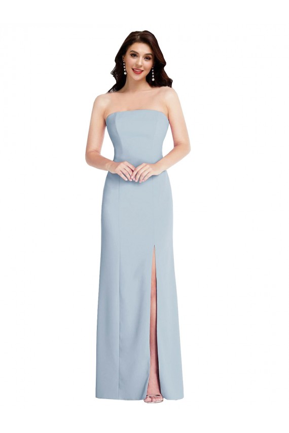Affordable Sleeveless Strapless Stretch Crepe Light Sky Blue Long Low Back Evening Prom Gowns Canada