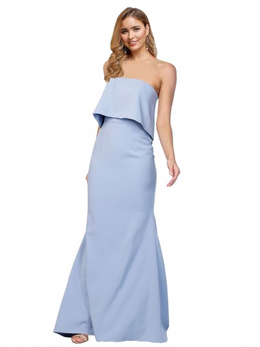 Affordable Sleeveless Strapless Stretch Crepe Light Sky Blue Long Low Back Evening Prom Gown Canada