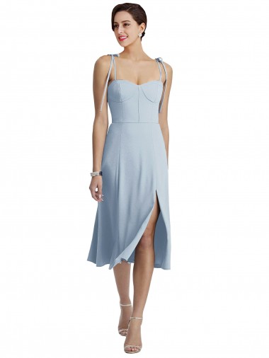 Affordable Sleeveless Sweetheart Stretch Crepe Light Sky Blue Midi Length Prom Dress Canada