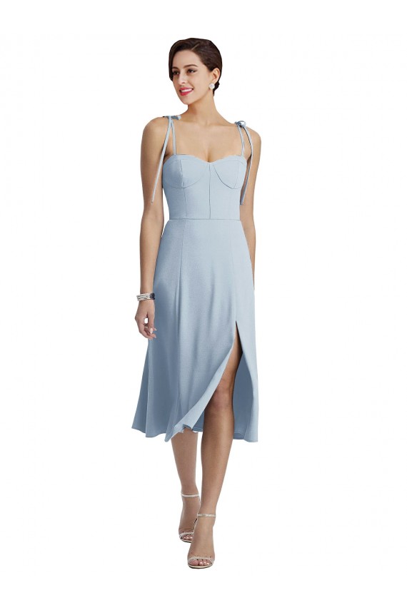 Affordable Sleeveless Sweetheart Stretch Crepe Light Sky Blue Midi Length Prom Dress Canada