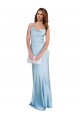 Affordable Sleeveless Cowl Neck Silky Satin Light Sky Blue Long Prom Dress Canada