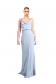 Affordable Sleeveless High Neck Stretch Crepe Light Sky Blue Sheath Long Prom Dress Canada