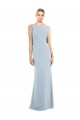 Affordable Sleeveless Bateau Neck Stretch Crepe Light Sky Blue Long Prom Dress Canada