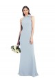 Affordable Sleeveless Bow Neck Stretch Crepe Light Sky Blue Long Open Back Prom Dress Canada