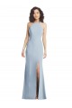 Affordable Sleeveless Halter Neck Stretch Crepe Light Sky Blue Long Criss Cross Back Prom Dress Canada