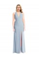 Affordable Sleeveless Halter Neck Stretch Crepe Light Sky Blue Long Open Back Evening Prom Dress Canada