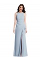 Affordable Sleeveless Halter Neck Stretch Crepe Light Sky Blue Long Prom Dress Canada