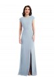 Affordable Cap Sleeves Stretch Crepe Light Sky Blue Long Prom Dress Canada