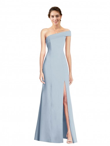 Affordable Sleeveless Off the Shoulder Stretch Crepe Light Sky Blue Long Prom Dress Canada