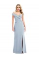Affordable Sleeveless Off the Shoulder Stretch Crepe Light Sky Blue Long Evening Prom Gown Canada