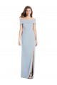 Affordable Sleeveless Off the Shoulder Stretch Crepe Light Sky Blue Long Evening Prom Dresses Canada