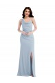 Affordable Sleeveless One Shoulder Stretch Crepe Light Sky Blue Long Evening Prom Dress Canada