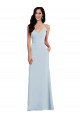 Affordable Sleeveless Spaghetti Straps Stretch Crepe Light Sky Blue Long V-Back Prom Dress Canada