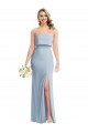Affordable Sleeveless Strapless Stretch Crepe Light Sky Blue Long Low Back Prom Dress Canada