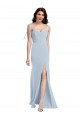 Affordable Sleeveless Strapless Stretch Crepe Light Sky Blue Long Low Back Evening Prom Dress Canada